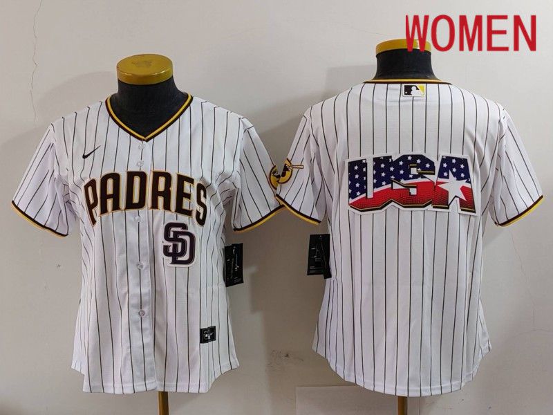Women San Diego Padres Blank White Stripe Game 2024 Nike MLB Jersey style 3->women mlb jersey->Women Jersey